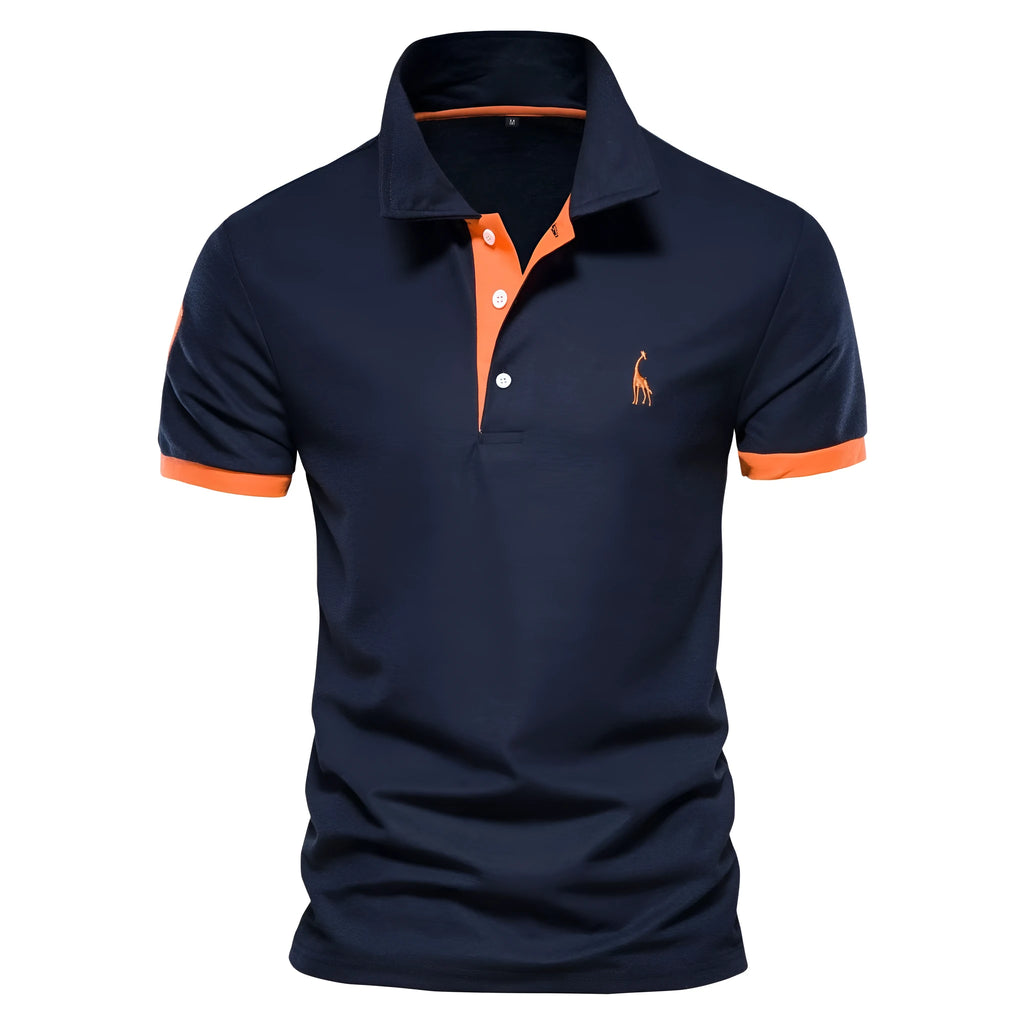 Men's slim fit T-shirt with embroidered deer design on chest, shown in multiple colour options