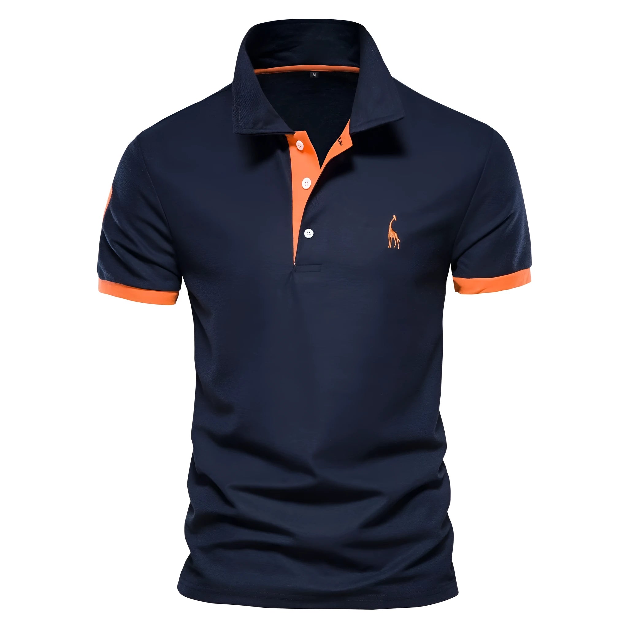 Men's slim fit T-shirt with embroidered deer design on chest, shown in multiple colour options