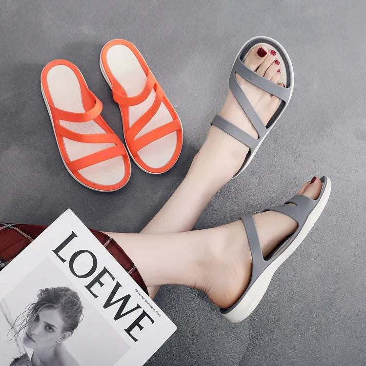 Women's solid colour summer sandals in PP material available in six colours and sizes 36-41