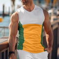 Men's blue sports running vest made from polyester cotton blend fabric