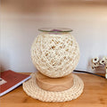 Electric wax warmer with bamboo wood lamp holder, 35W bulb, touch switch, and handmade sepak takraw design