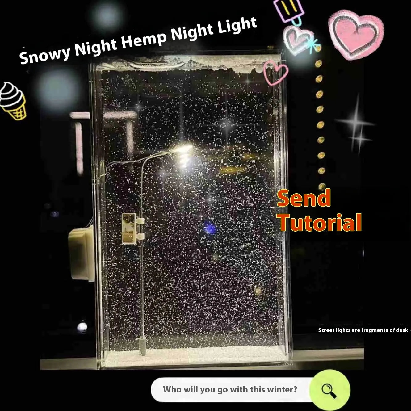 DIY snowy night light kit with snowflake design and LED lights for Christmas desktop decoration