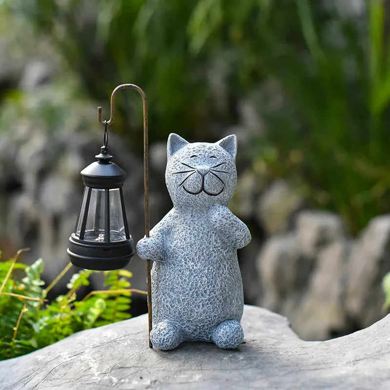 Solar garden lamp with kitten lifting lamp design for outdoor decorative lighting
