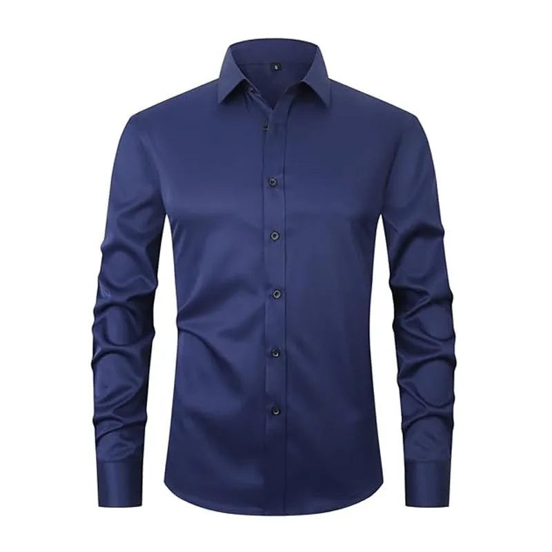 Men's stretch long sleeve work shirt in polyester, shown in one of 14 available colours.