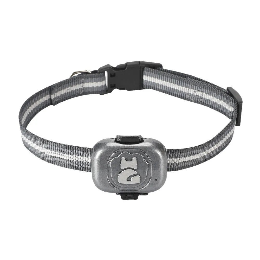 Black pet GPS locator with hanging rope for attachment to dog or cat collars