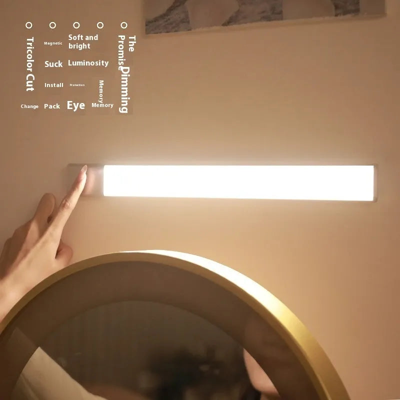 Ultra-thin LED mirror headlight 300x40x10mm with USB charging cable and three colour temperature settings