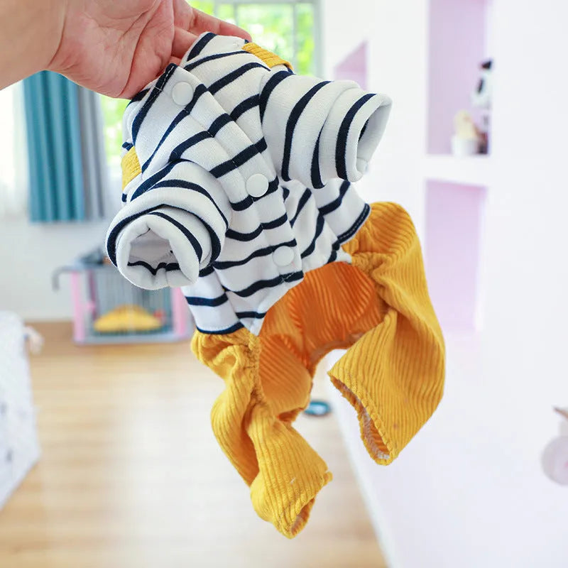 Teddy fleece-lined four-legged dog overall in bread bear colour for small to large dogs