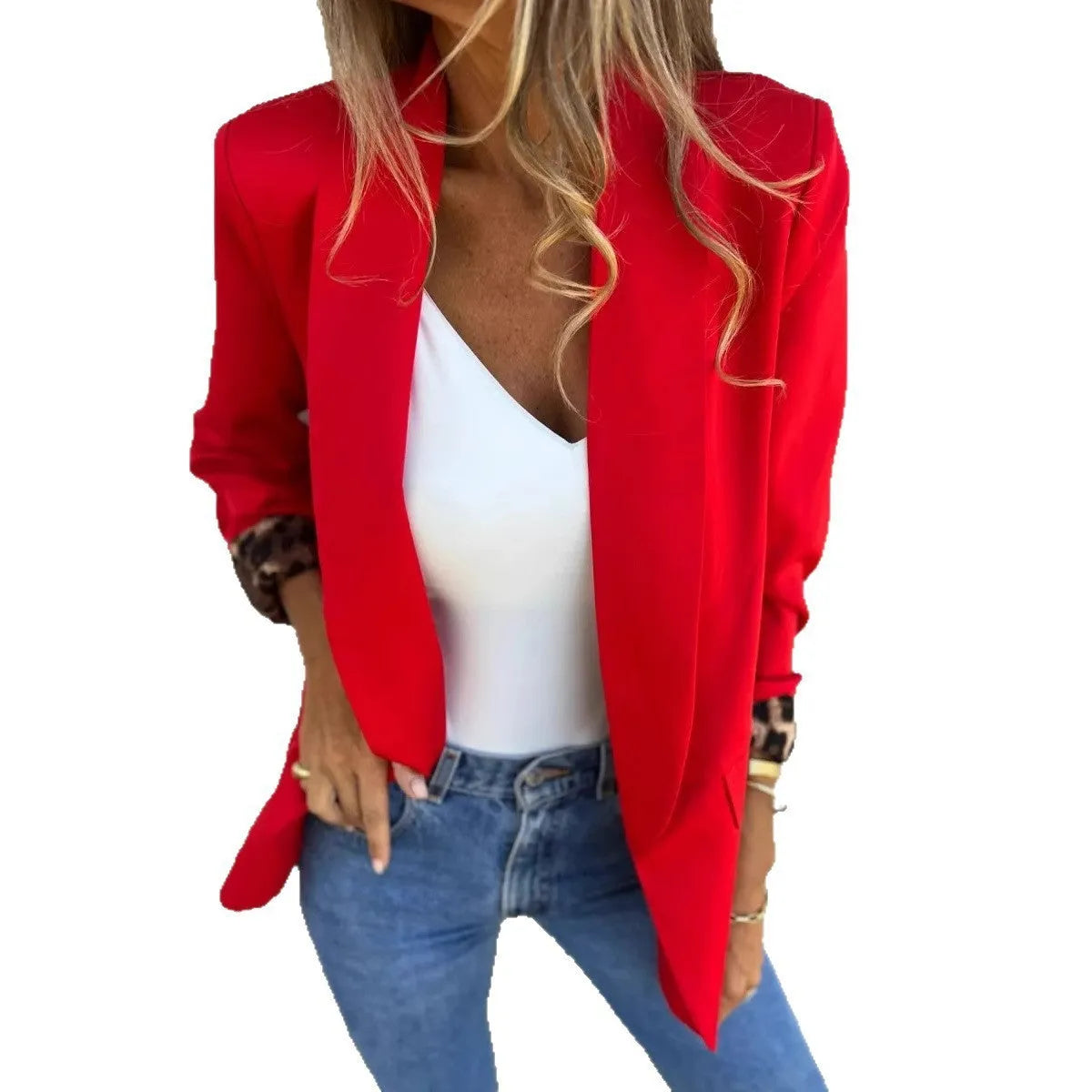 Men's slim fit animal print blazer with 3D cheetah lapel design in black or red colour