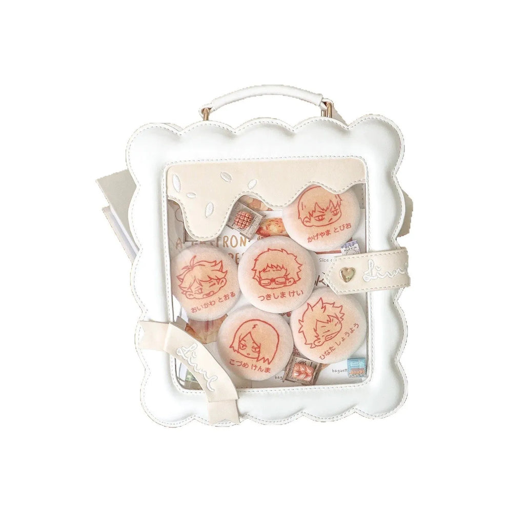 Cross-body shoulder bag in PU with horizontal square shape, open pocket, and single shoulder strap.