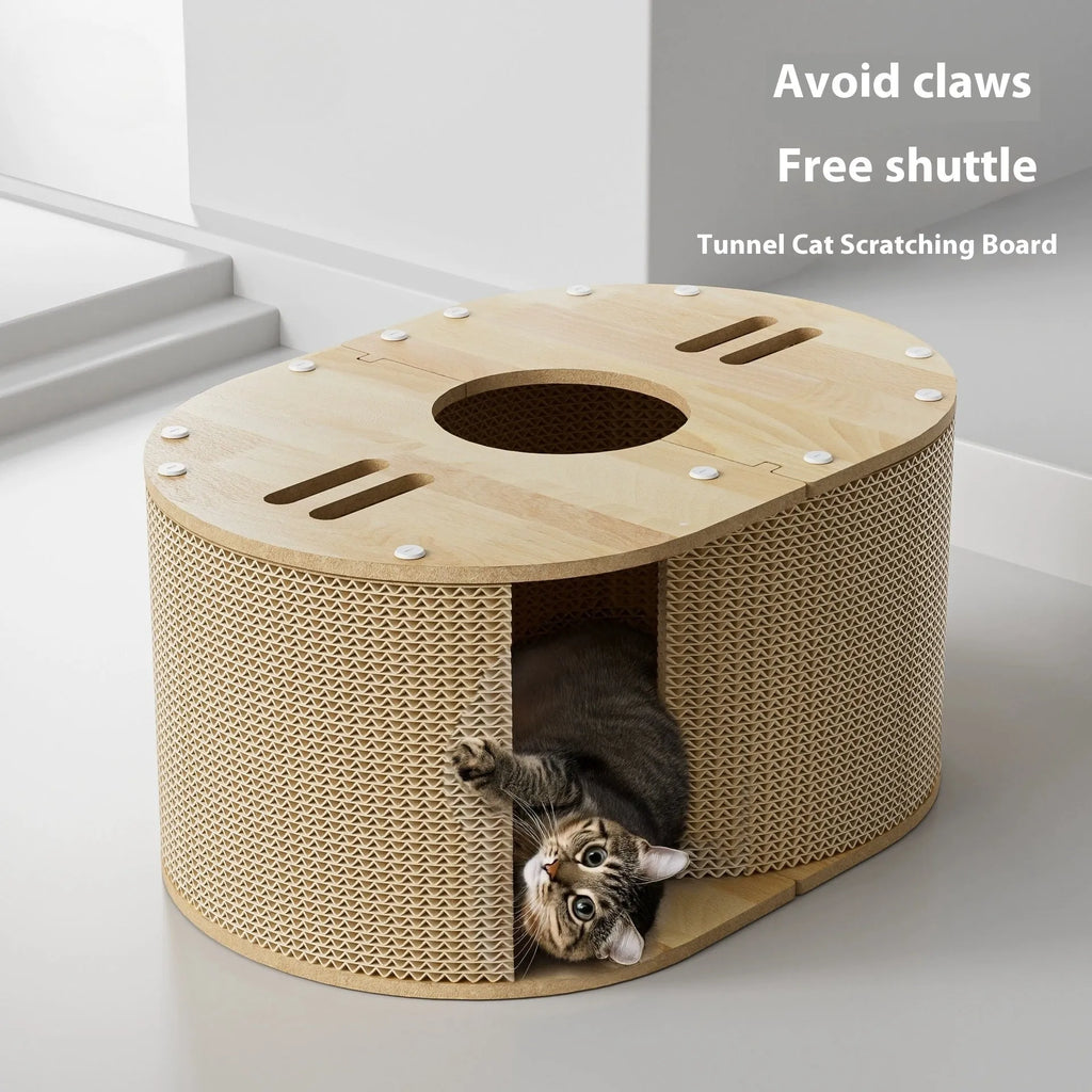 Small cat climbing frame in corrugated paper tunnel nest style 57x39x27.5cm simple indoor design