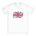 White men's 3D digital print casual round neck short sleeve t-shirt, loose fit pullover on model