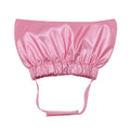 Silver pink and gold adjustable waterproof shower cap for pet ear protection during baths.
