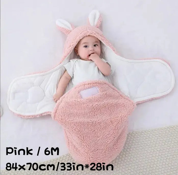 Adjustable baby sleeping bag swaddle blanket showing velcro wings and leg positioner in blue colour