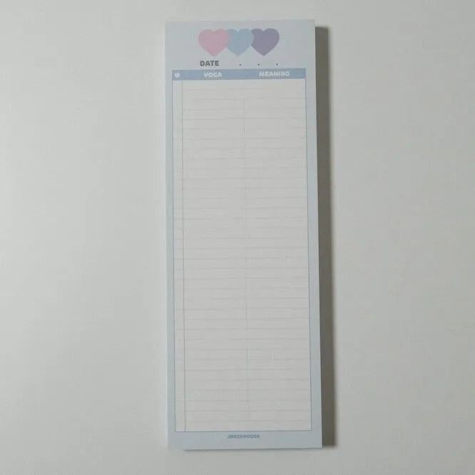 B5 half size vertical notepad for English word learning with pink, purple or blue cover options
