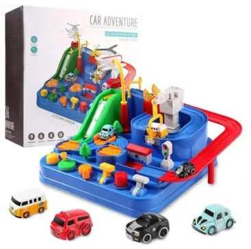 Big Adventure parking lot toy car track set with plastic track pieces and handle control