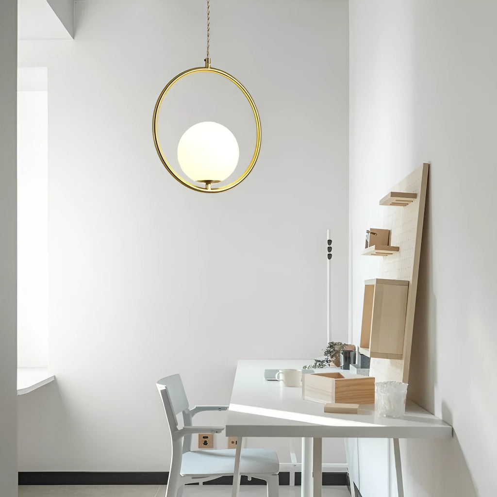 Creative Nordic single head all copper pendant light with 300mm diameter and 320mm height