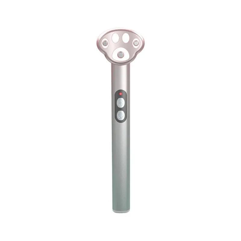 Gradient pink inductive micro-current eye massager with vibration settings and colour light.