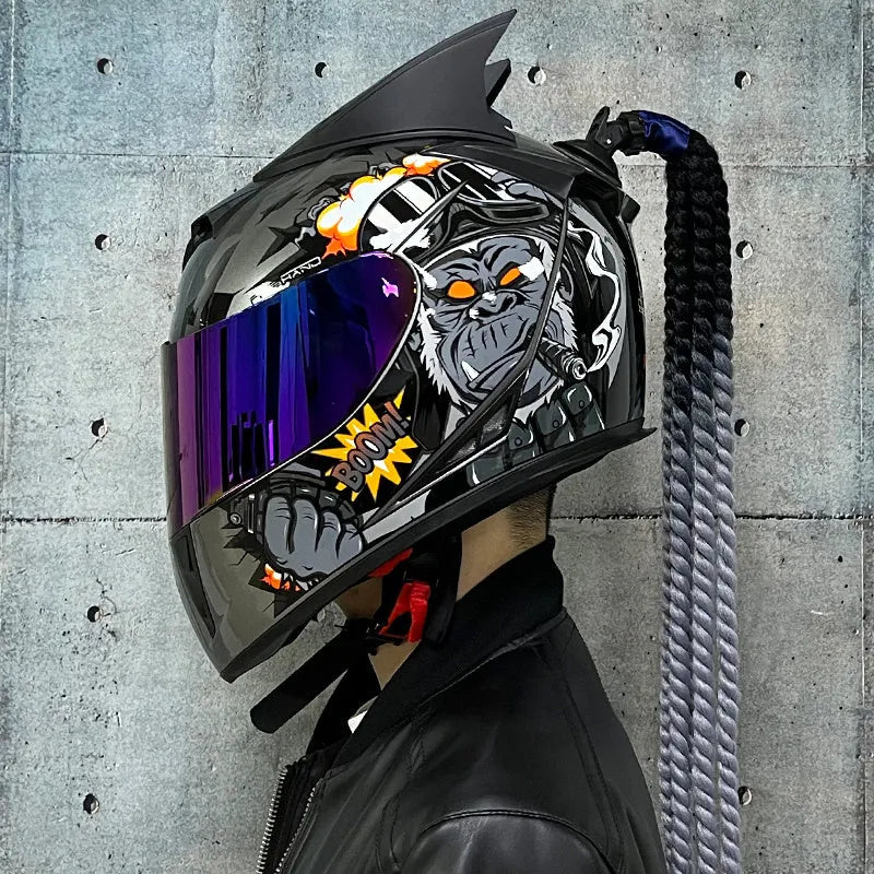 Dirty Braids full face motorcycle helmet in ABS construction with distinctive design patterns for adult riders