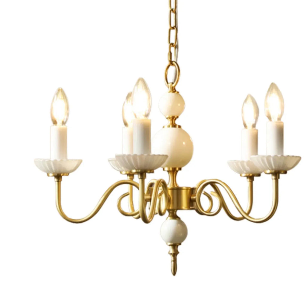 Retro French vintage milk glass copper 3-light chandelier 45cm diameter for bedroom dining room