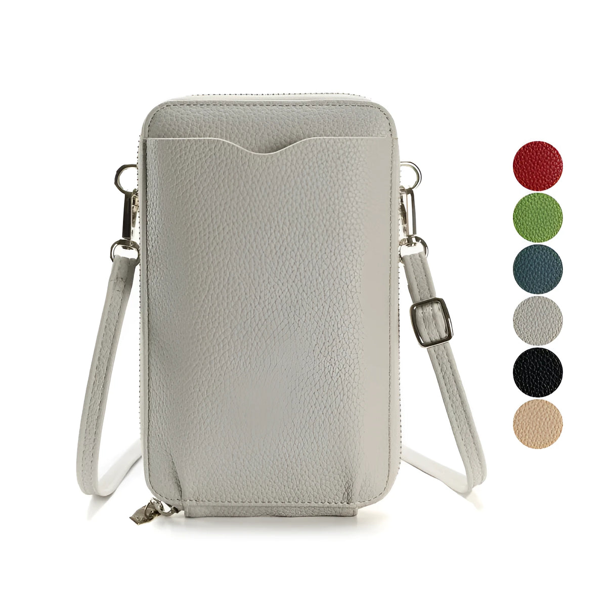 Lychee pattern crossbody mobile phone bag for women, compact size 19x11.5x4cm, PU leather, 6 colours