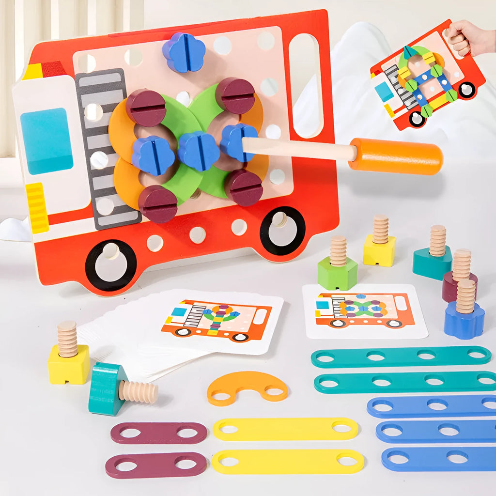 Wooden twist screw puzzle toy for children in tws-creative twist screw puzzle colour for early education colour matching