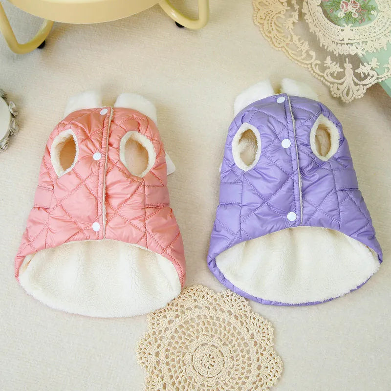 Thickened cotton angel wing design skirt for small dogs in pink or purple colour