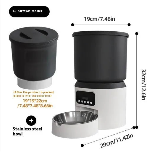 4L smart pet feeder with remote monitoring and timing functions for cats and dogs