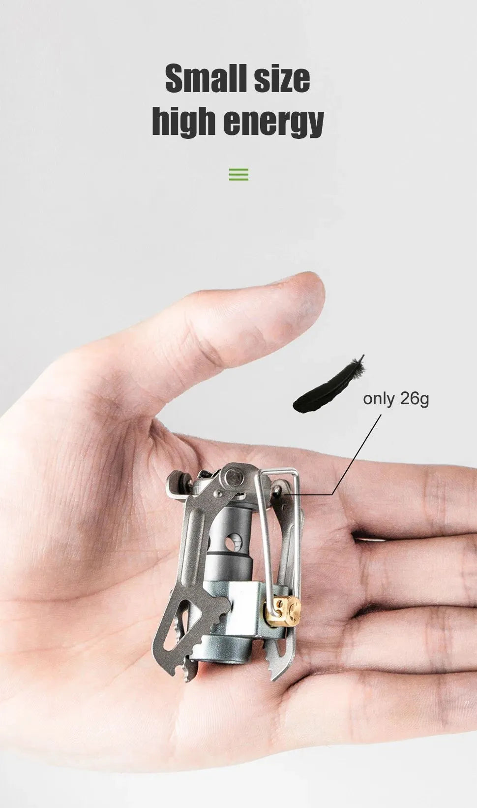 BRS 3000T ultralight titanium camping gas stove, 26g, folded size 37mm x 52mm