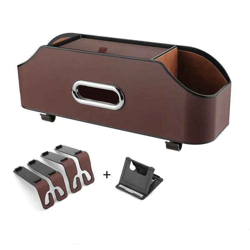 Genuine leather car tissue box holder with suspended mounting in multiple colour options