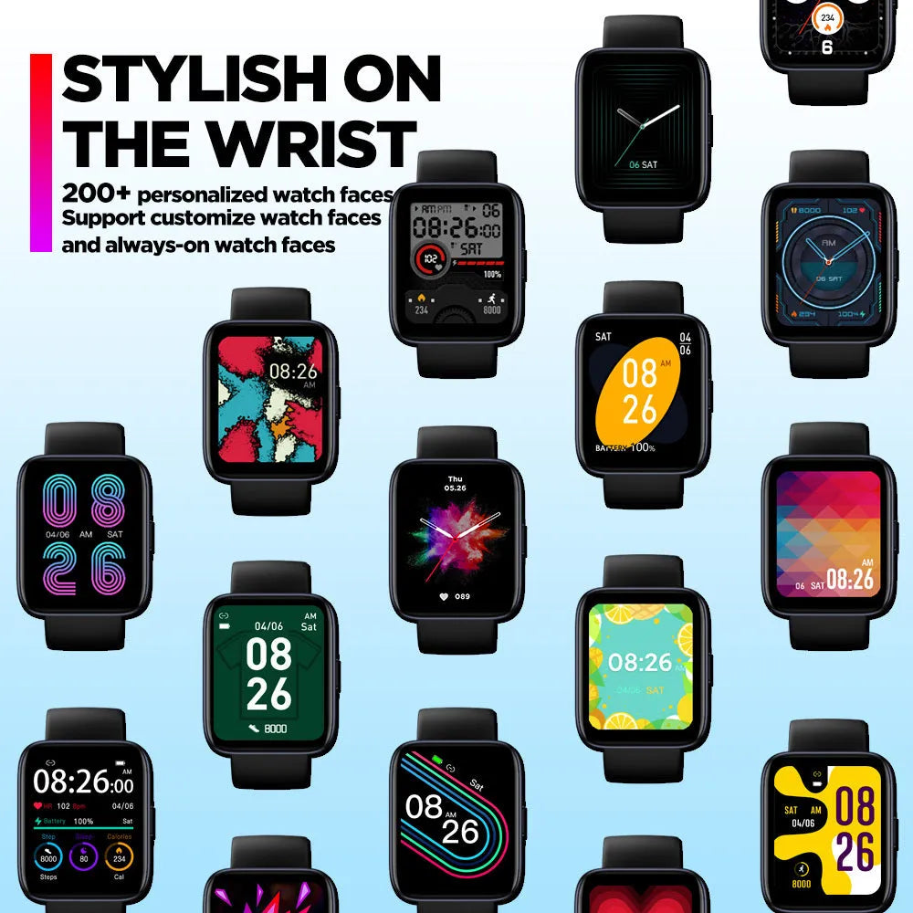 Black GPS sports smartwatch with rubber strap on a wrist, showing a health metrics screen.