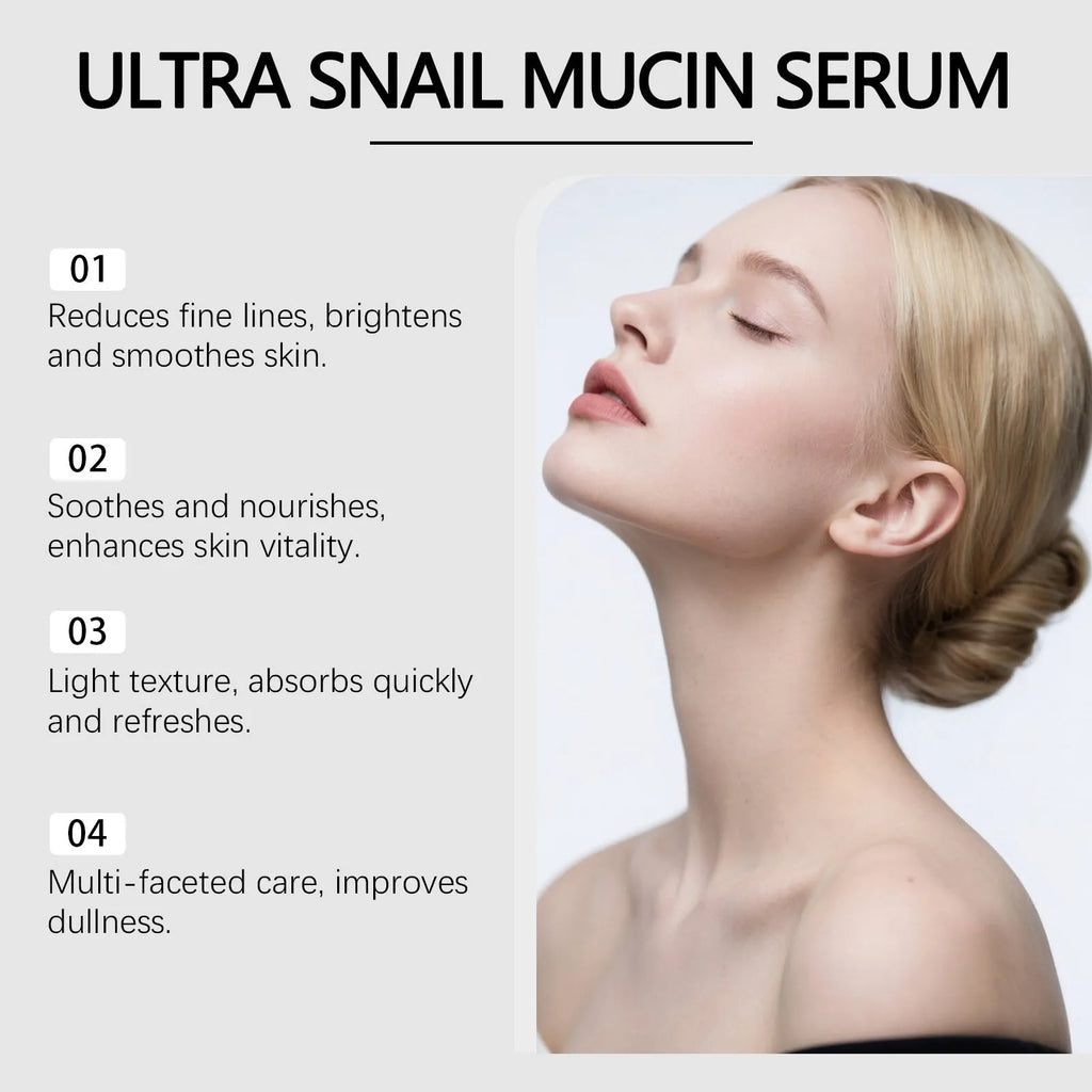 Moisturising liquid facial essence 100ml with snail and centella extract in a white bottle