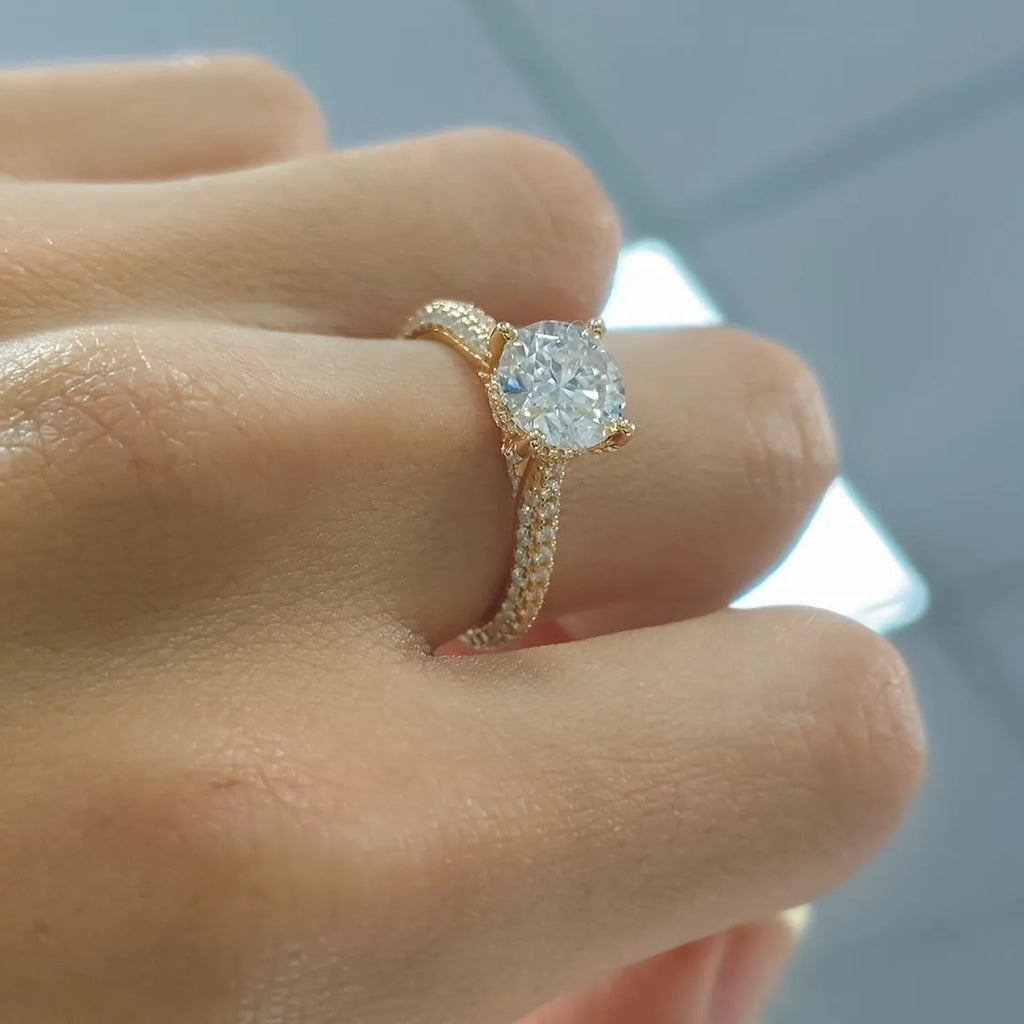 Copper plated moissanite diamond ring for women alloy style1 on finger