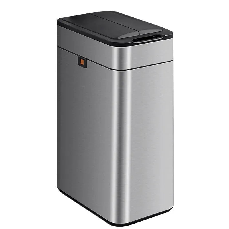 Stainless steel inductive smart trash can with square design and deodorant function