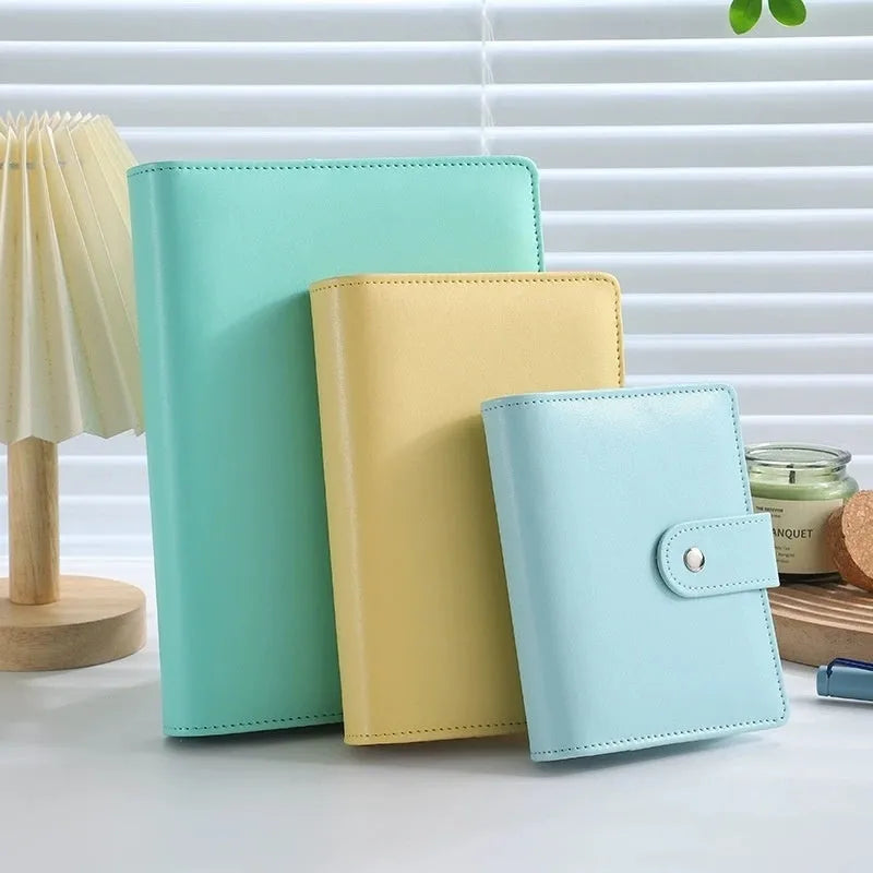 A5 PU leather zippered notebook shell in a solid colour, shown closed, for loose-leaf paper organisation.