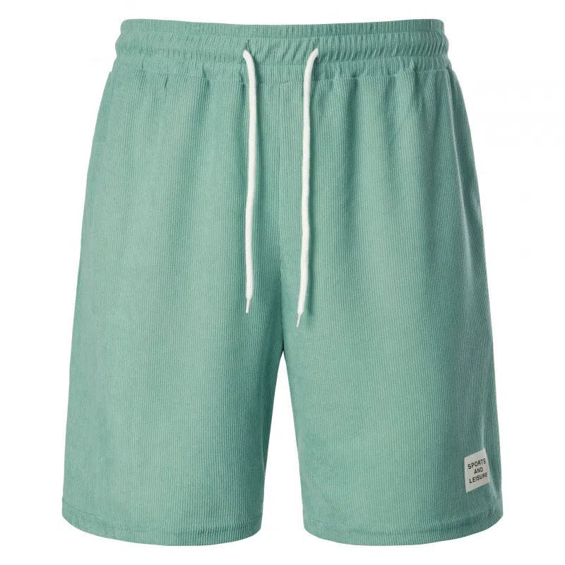 Tied corduroy fifth-length sports pants in breathable polyester, S-2XL, eight colours, no padding