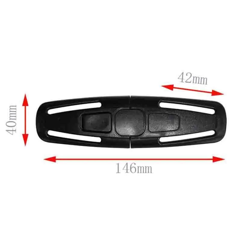 Black nylon PA66 vehicle seat belt buckle measuring 14.5 by 4 cm for child safety seats