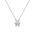 Women's square line opal butterfly necklace on a silver cross chain, adjustable from 41cm to 50cm.