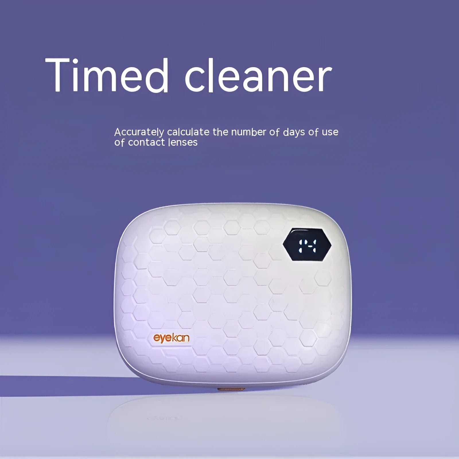 Pearl white automatic ultrasonic glasses cleaning machine for invisible eyewear, measuring 85x65x30mm