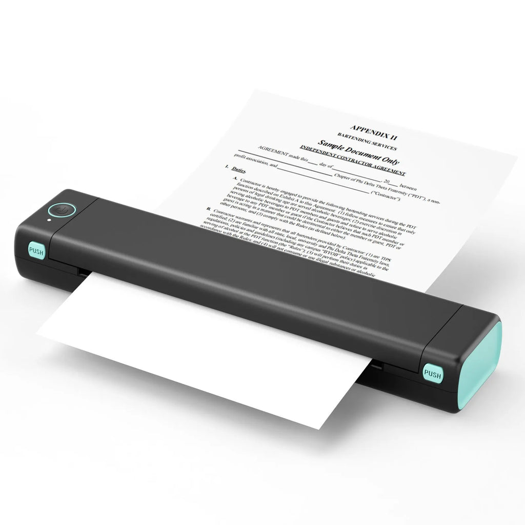 Phomemo M08F A4 portable thermal printer in compact design with multiple colour options