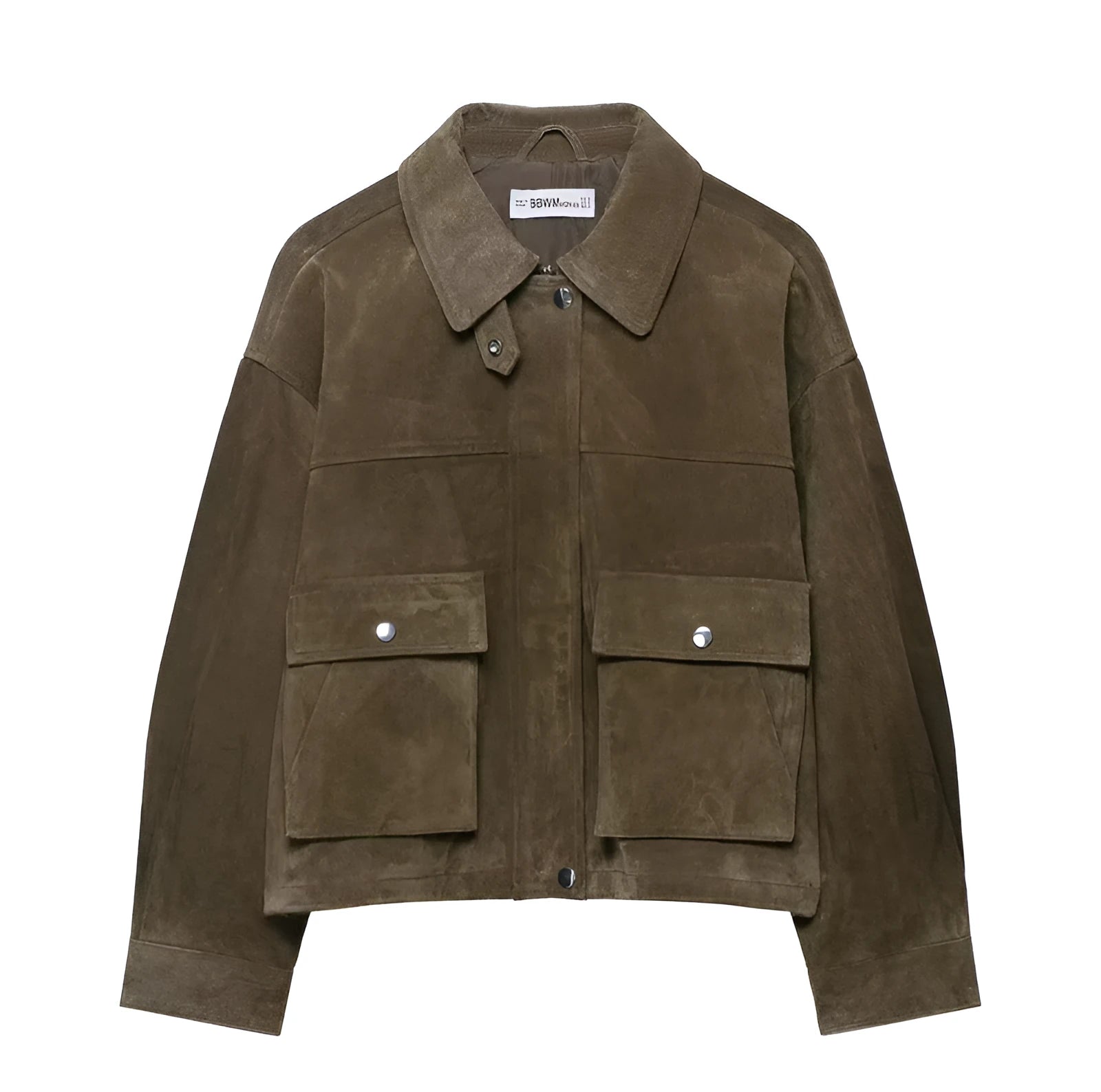 Women's medium thickness PU casual jacket in picture colour with Japanese Korean style details