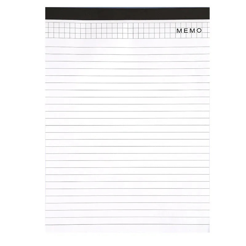 A4 tearable notebook with grid paper and wireless adhesive binding, shown in ivory white.