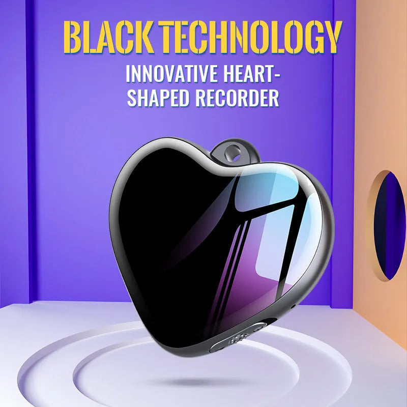 Black compact voice recorder with zinc alloy and glass surface for HD noise reduction and text conversion