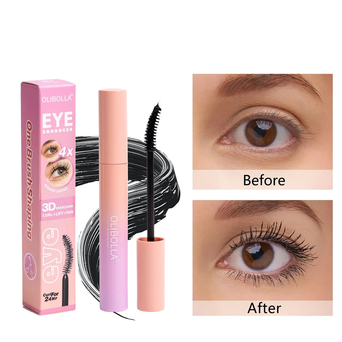 Waterproof curling mascara in black 10ml tube with smudge-resistant cold water formula