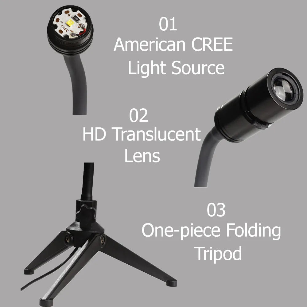 Star projector lamp showing Earth and Moon projection effects with adjustable bracket and USB power connection