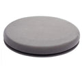Grey circular car seat cushion with 360-degree rotation feature on a car seat