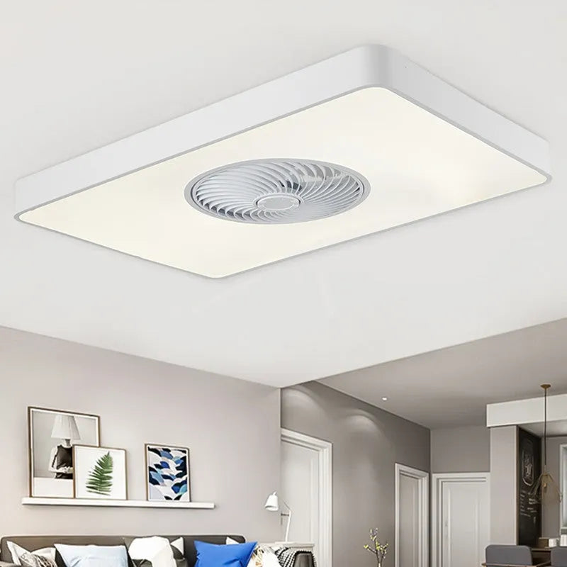 Nordic style solid wood ceiling fan with integrated PVC lampshade in rectangular, round, and square shape options