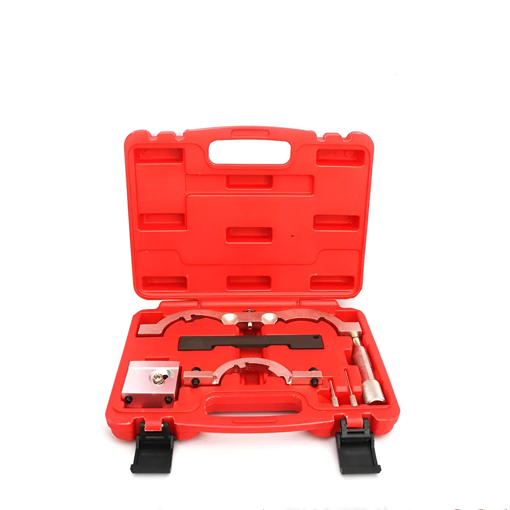 Red chrome-vanadium steel timing tool set for Opel 1.4 Oncla LUJ engines with seven pieces