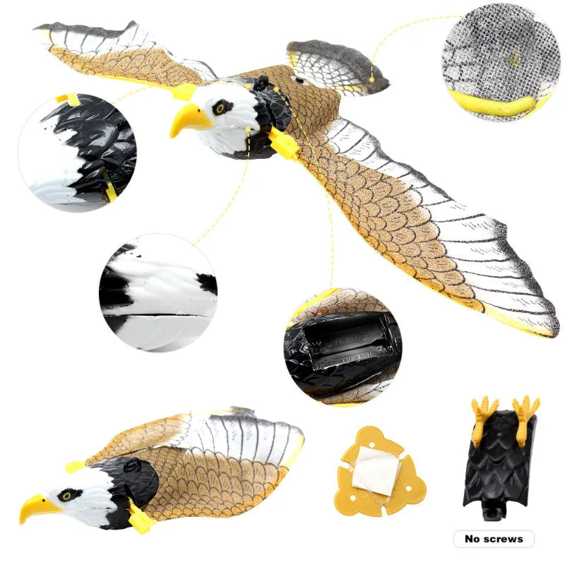 Simulation bird cat toy hanging eagle rotating from ceiling for pet play