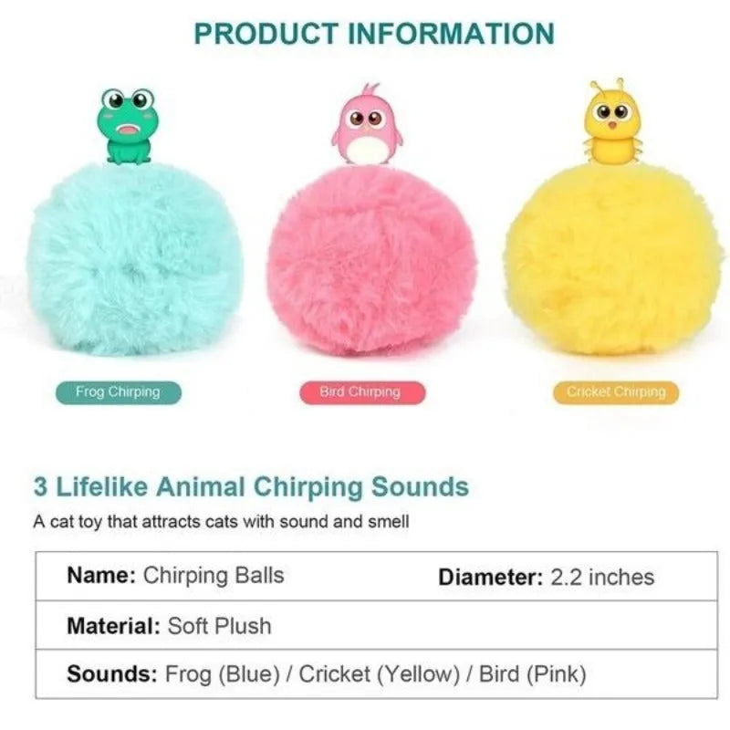 Blue, pink, and yellow interactive cat toy ball with gravity sensor for animal sounds