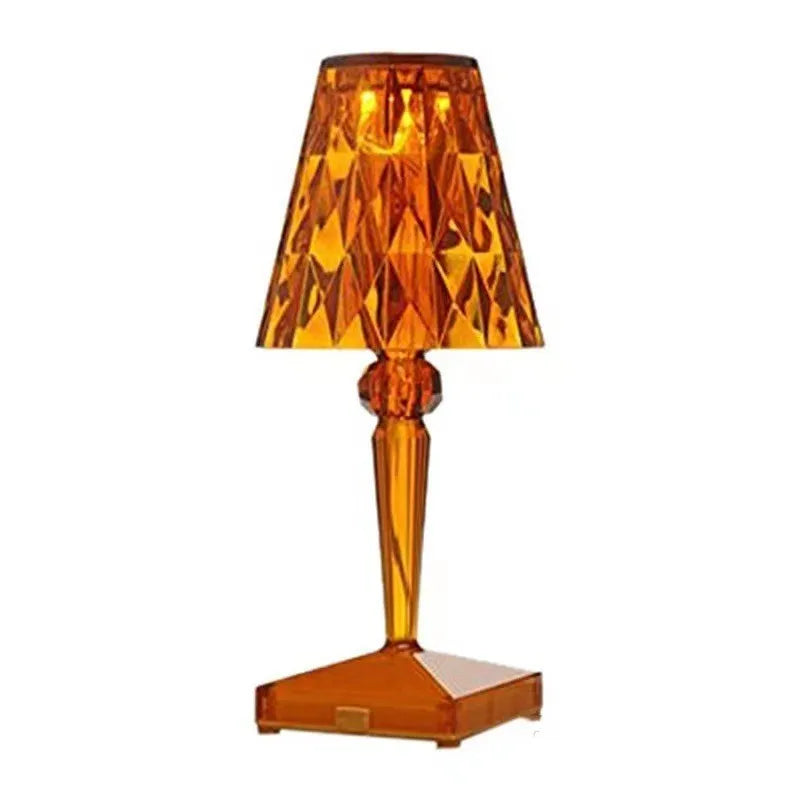 Portable rose gold touch night light with rechargeable dimming on table